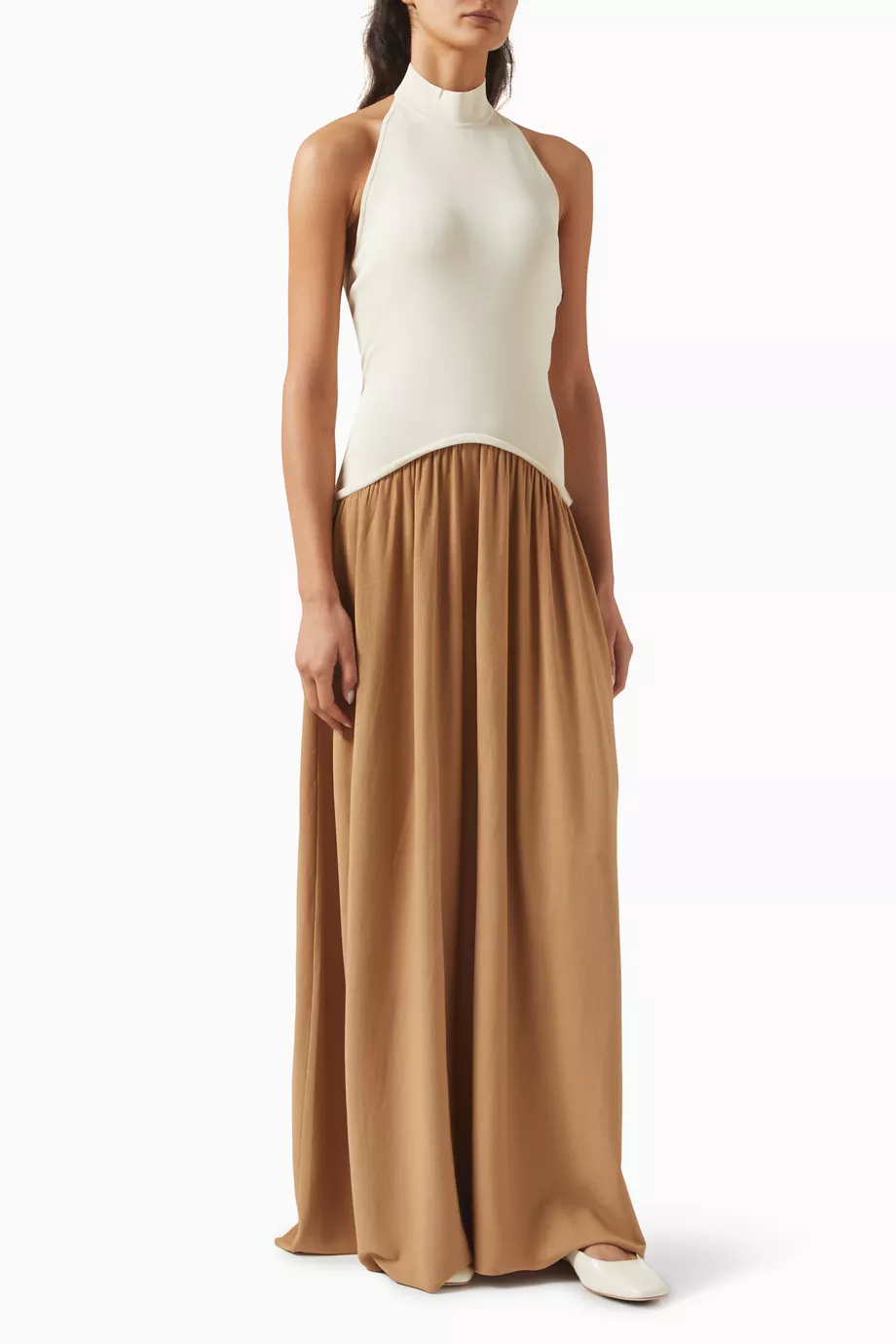 Buy Solid & Striped Neutral The Halter Soglio Maxi Dress in Viscose Blend  For Women Online | Ounass Saudi
