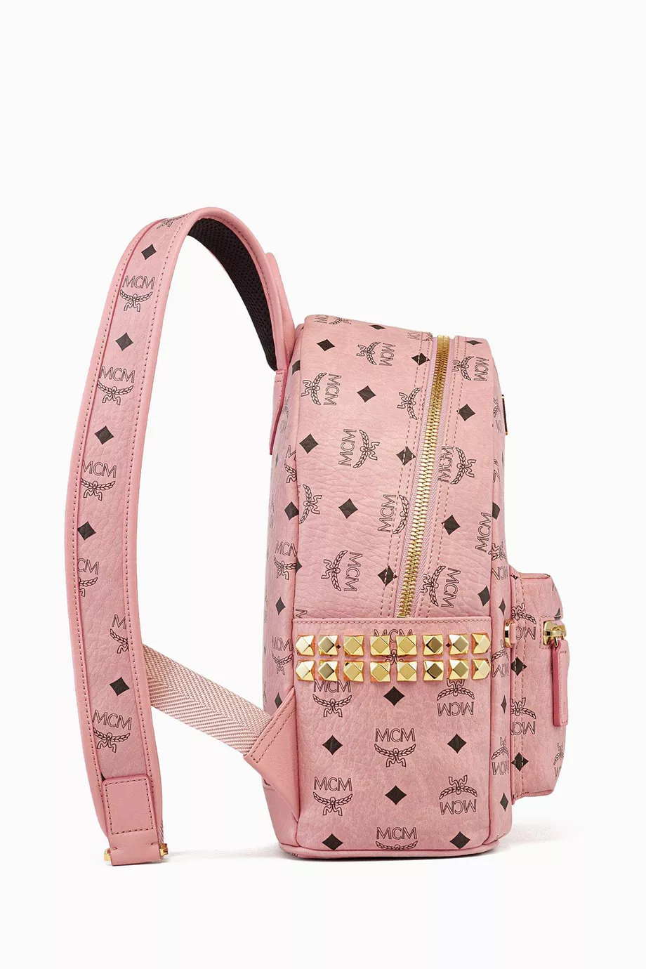 Buy MCM Pink Small Stark Side Studs Backpack in Coated-canvas For
