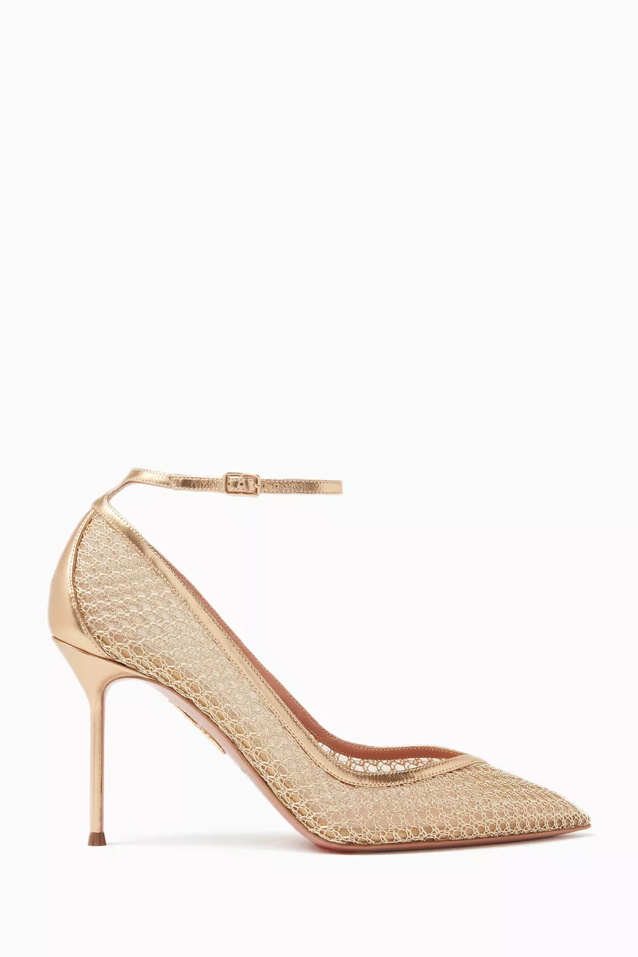 Buy Aquazzura Gold Asha 85 Pumps in Mesh For Women Online Ounass - Main Image