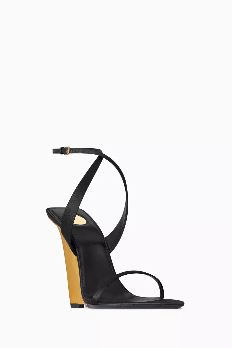 Buy SAINT LAURENT Black Salomé 110 Wedges in Satin Crepe