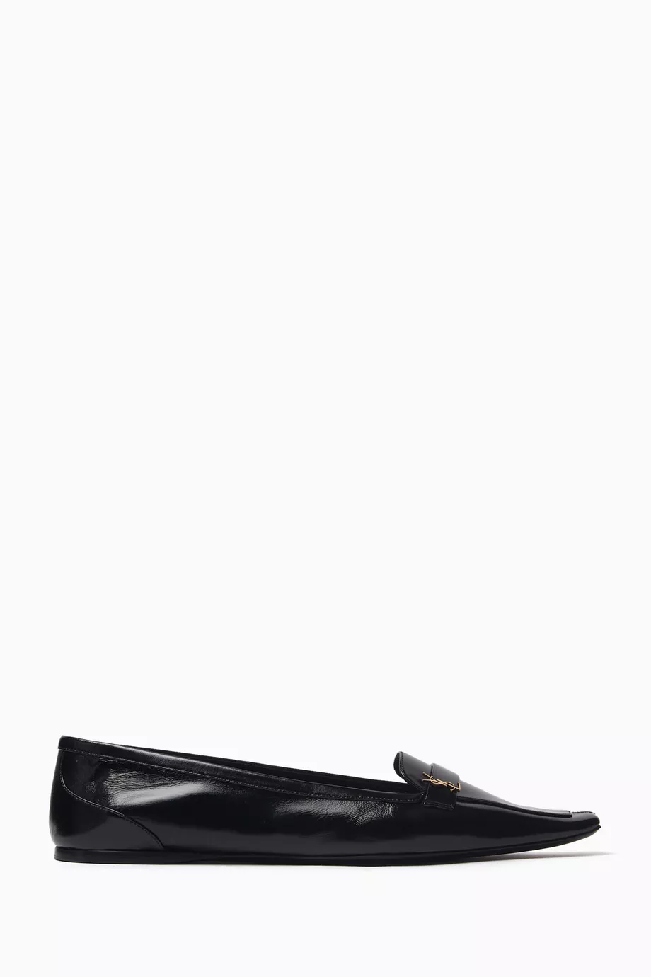 Buy SAINT LAURENT Black Poppy Ballet Flats in Leather For