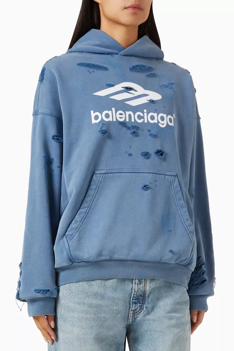 Balenciaga hoodie womens blue clearance