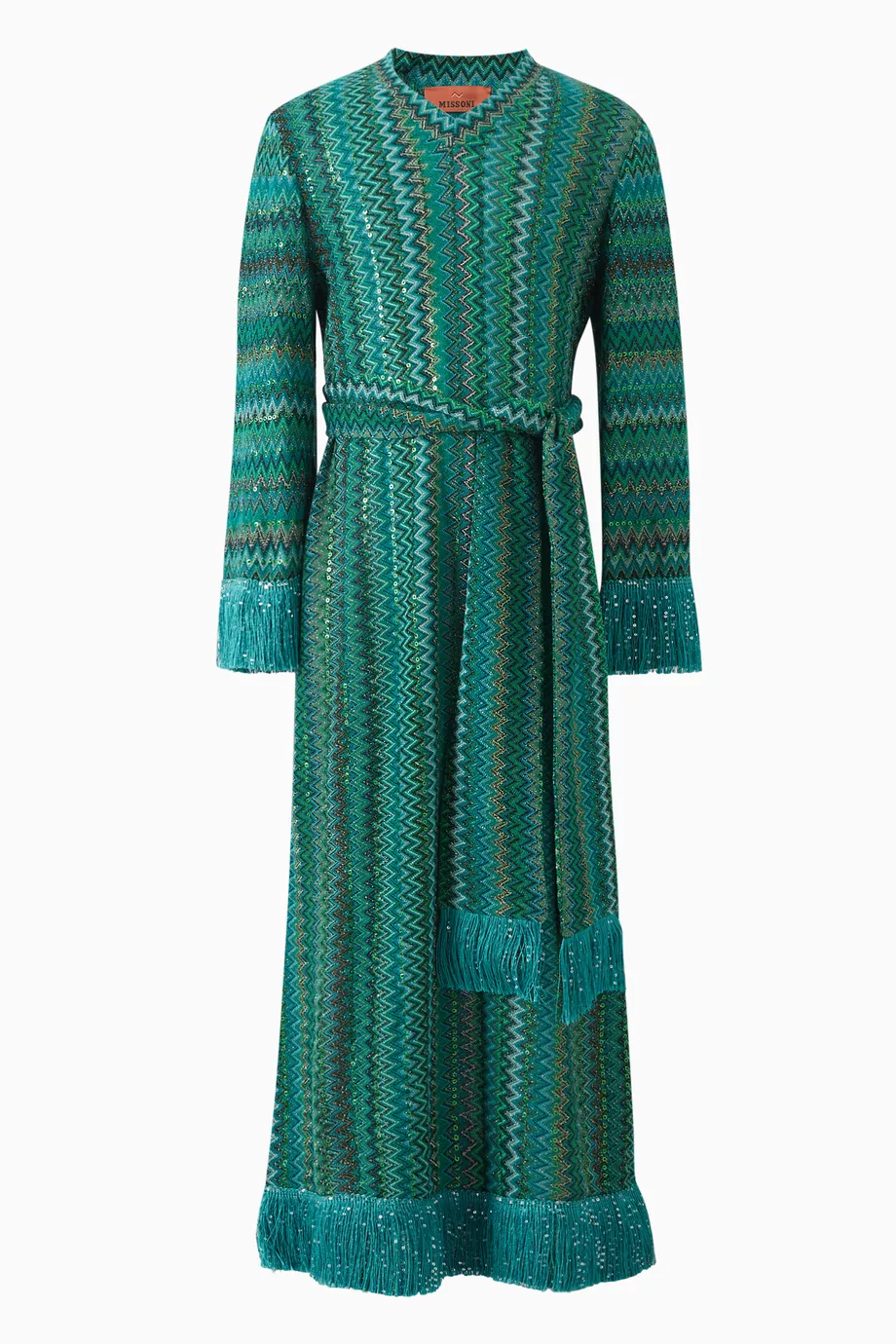 Buy Missoni Green Sequin-embellished Chevron Dress in Knit For Girls Online  | Ounass Saudi
