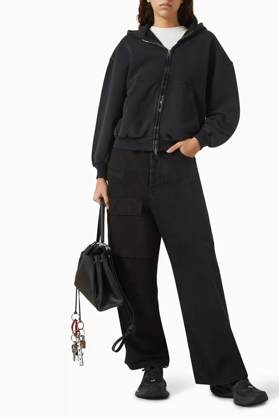Buy Balenciaga Black Painted Zip-up Hoodie in Archetype Fleece For