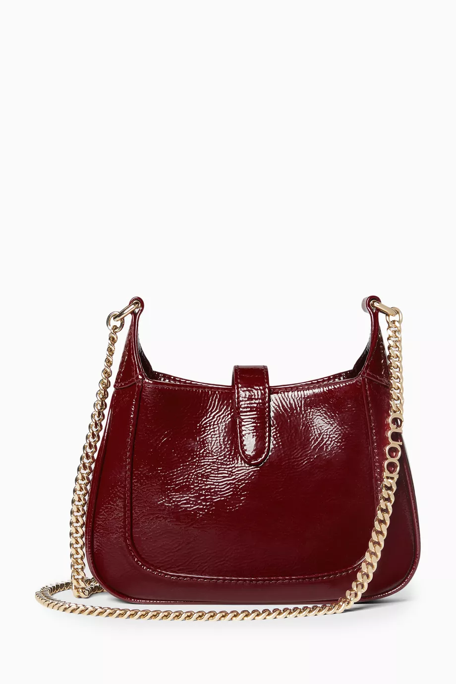 Buy Gucci Burgundy Jackie Notte Mini Bag in Crinkled Patent