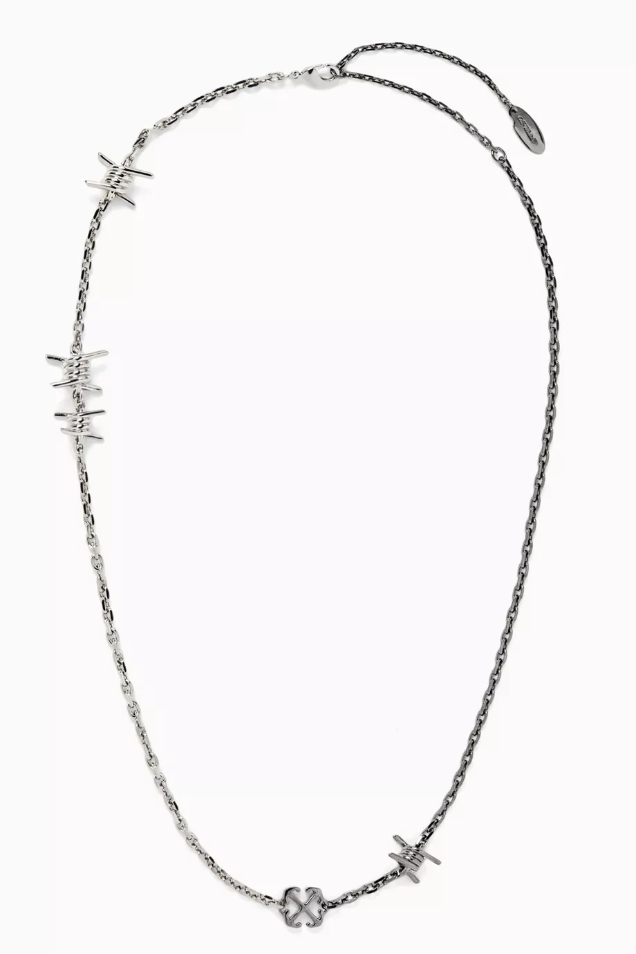 Buy Off-White Silver Barbed Wire Necklace in Silver-tone Brass For
