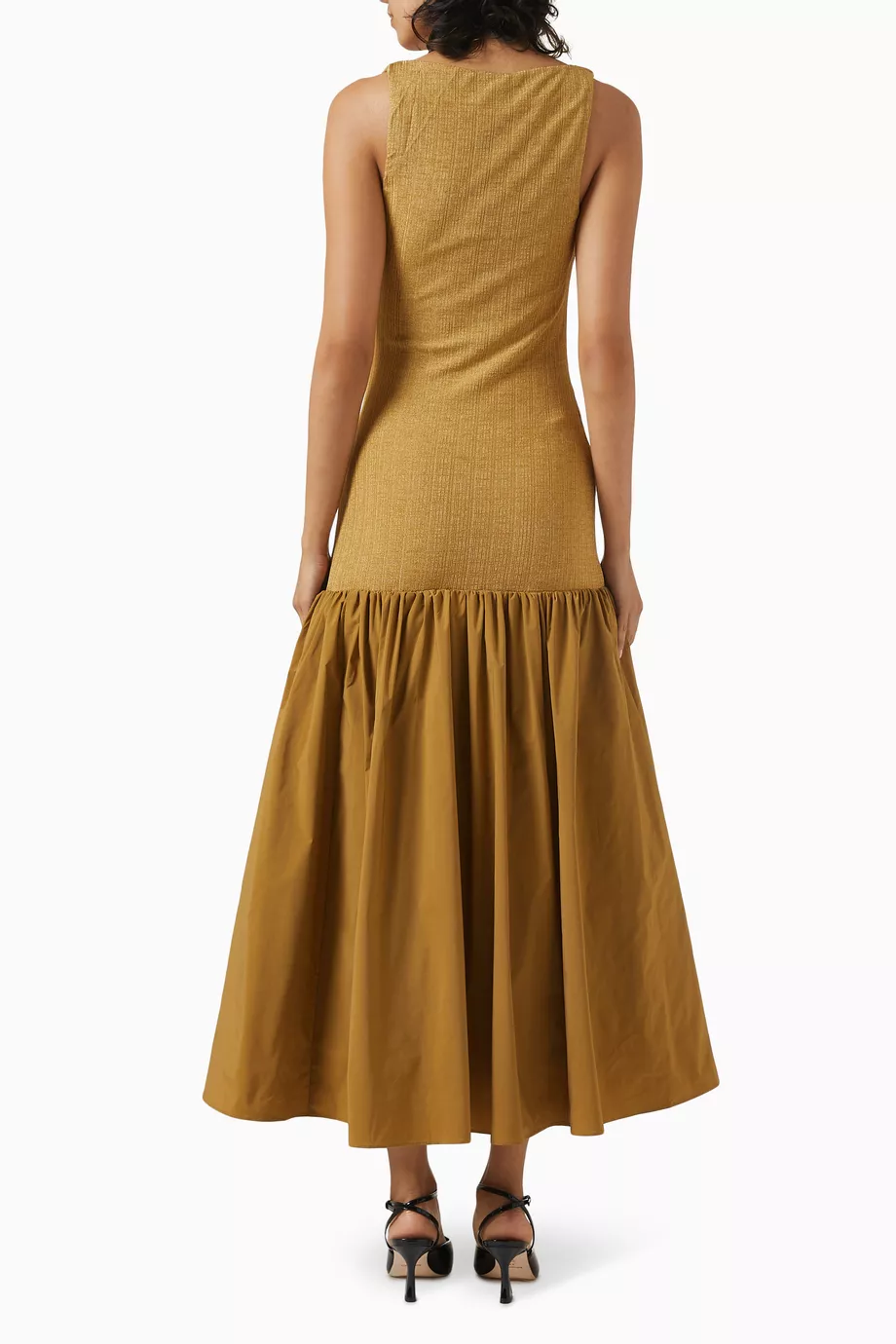 reformation kella knit dress Buy Reformation Gold Kella Dress in Knit & Poplin For Women Online