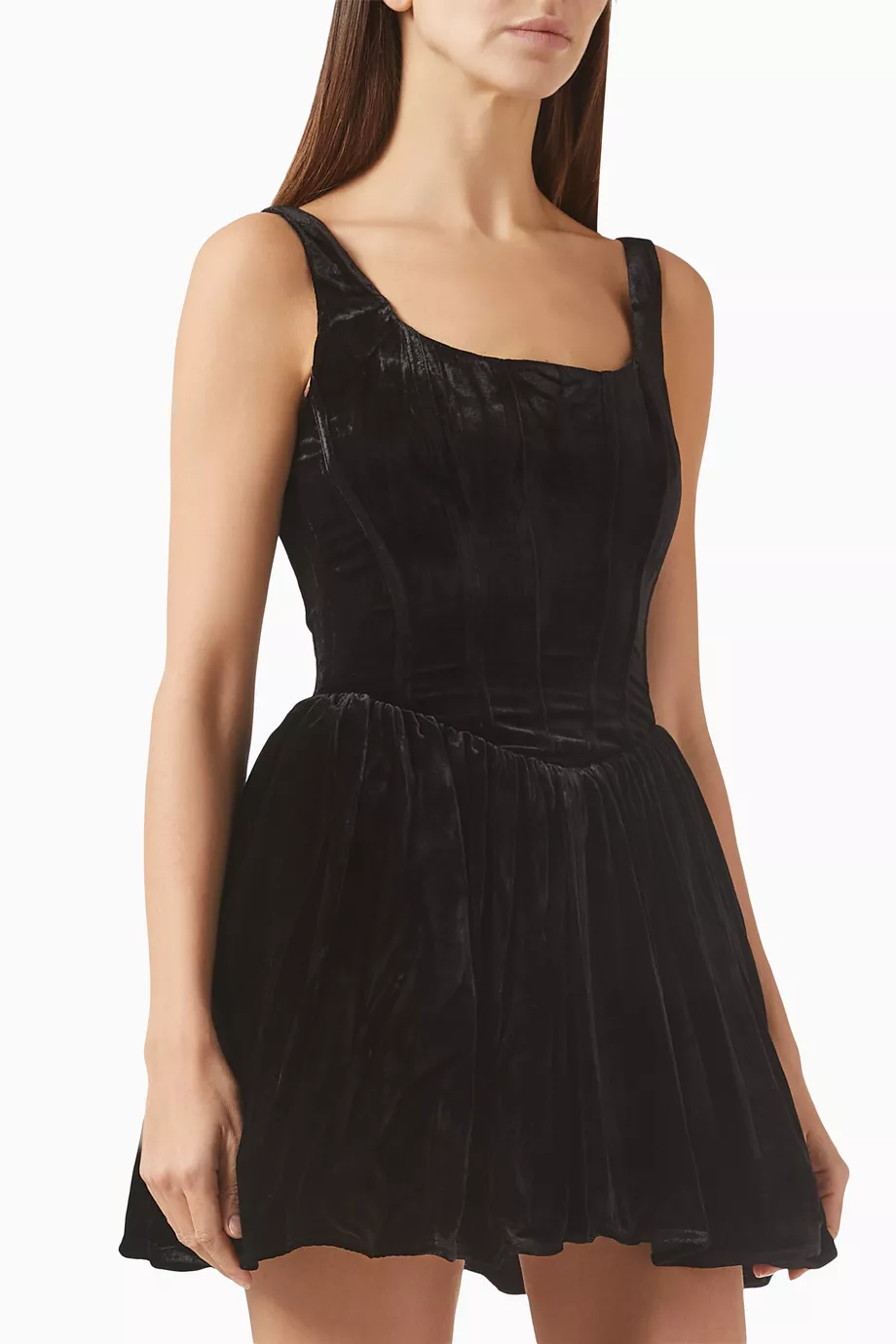 reformation black velvet mini dress PADMA MINI DRESS main image 0