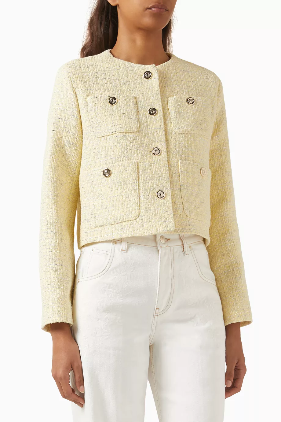 Maje yellow tweed jacket online
