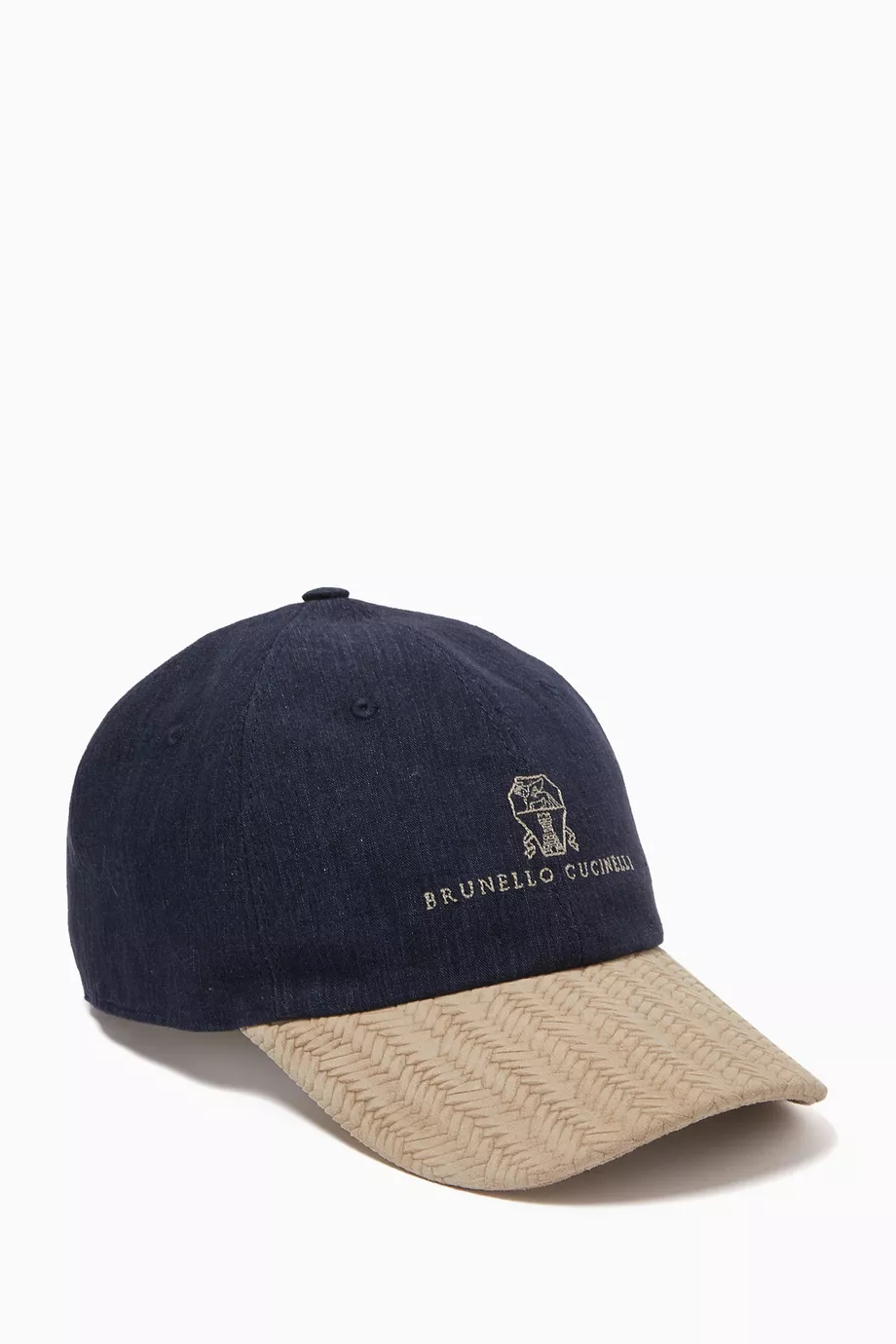 Buy Brunello Cucinelli Blue Logo-embroidered Baseball Cap in Linen