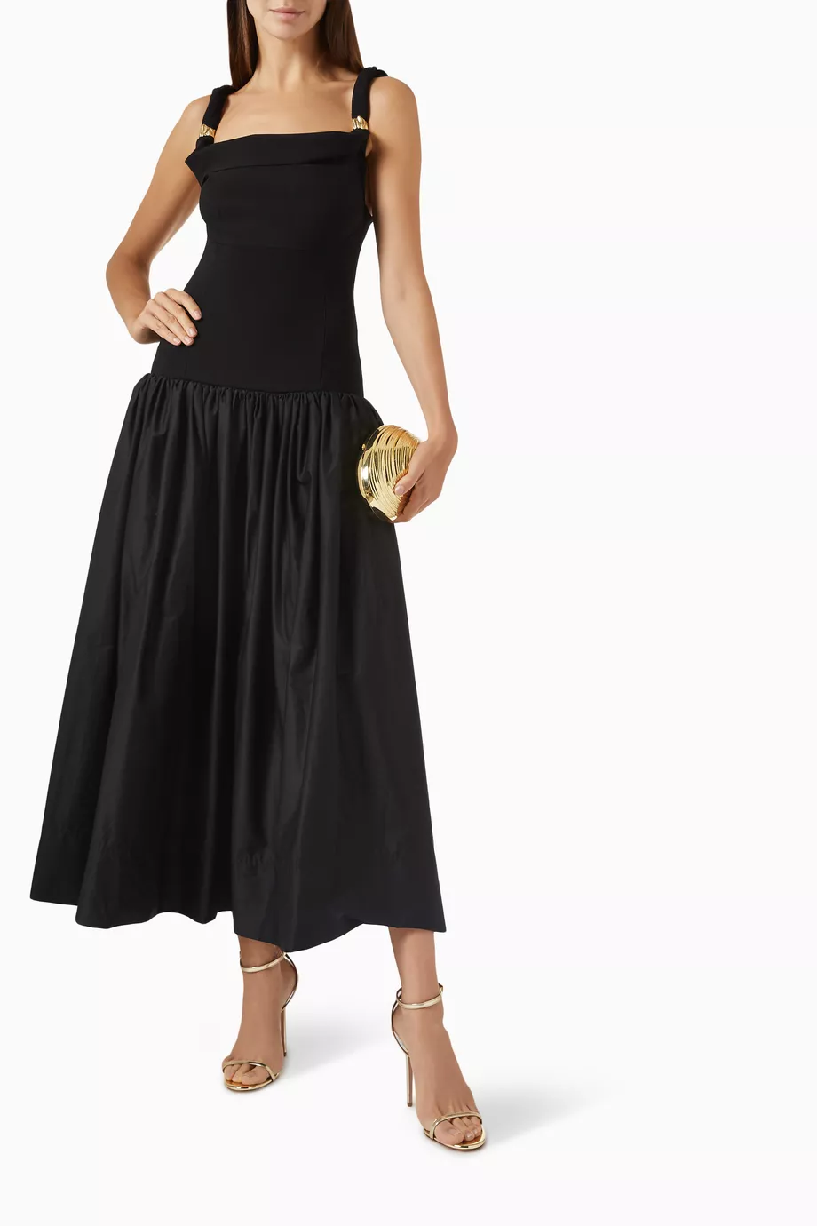 Buy Aje Black Halcyon Knit Midi Dress in Viscose Blend For