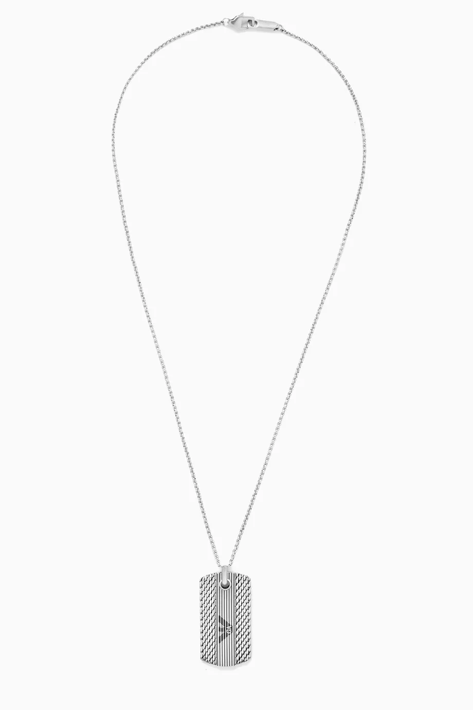 Buy Emporio Armani Grey Dog Tag Necklace in Stainless Steel