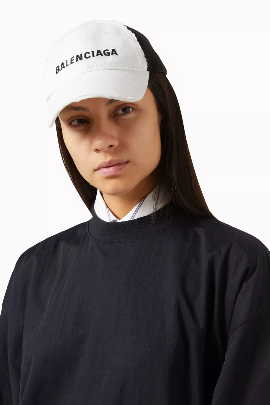 Buy Balenciaga White Upcycled Logo Cap in Cotton For Women