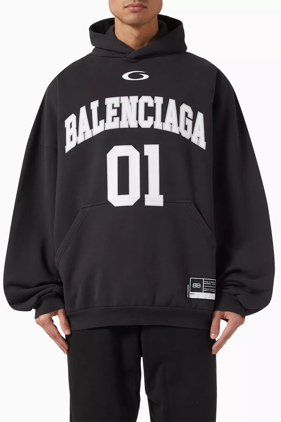 Buy Balenciaga Black Basketball Large-fit Hoodie in Cotton For Men