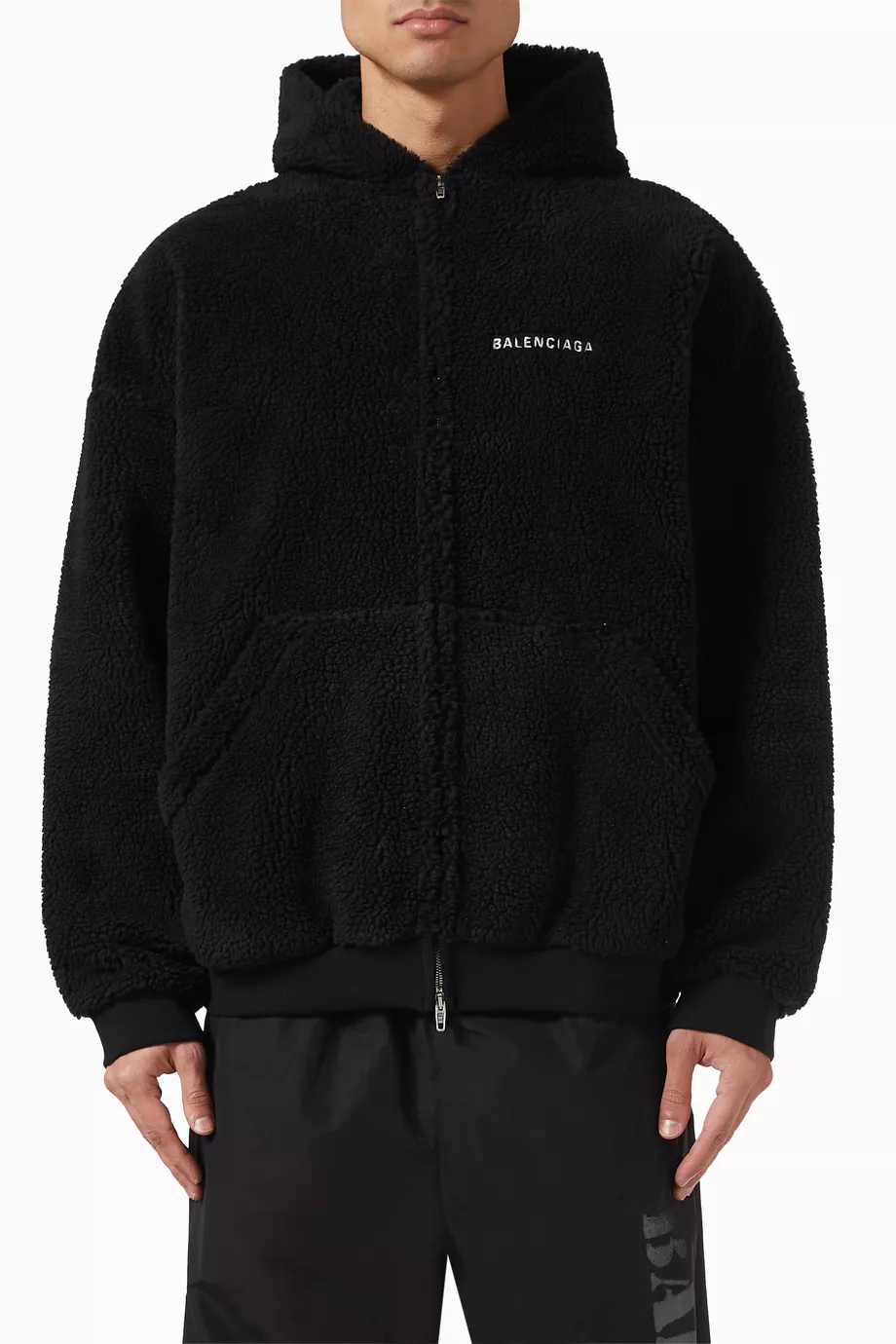 Buy Balenciaga Black Zip Hoodie in Fleece For Men Online | Ounass 