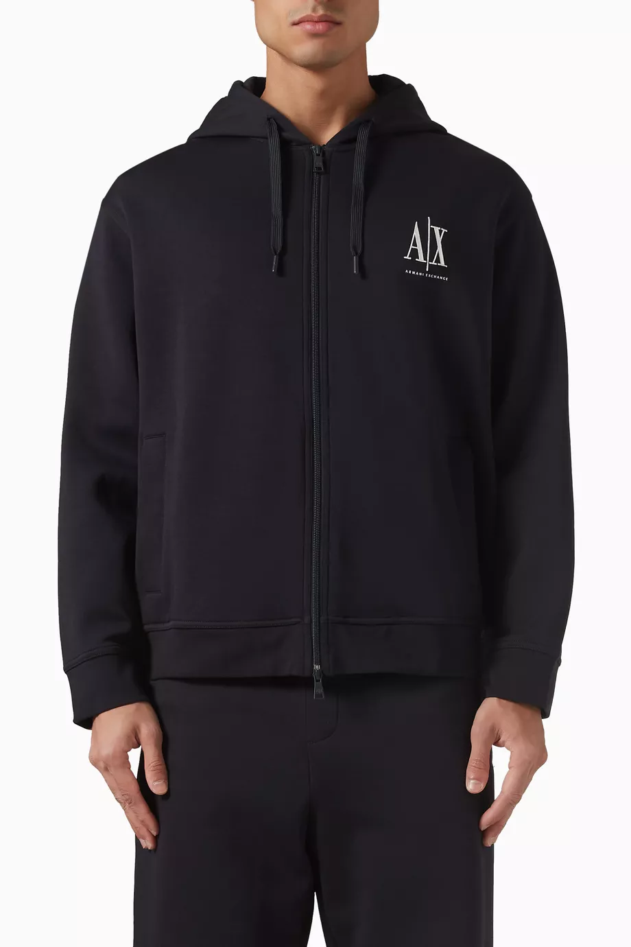 Buy Armani Exchange Blue AX Logo Zip Jacket in Jersey For Men
