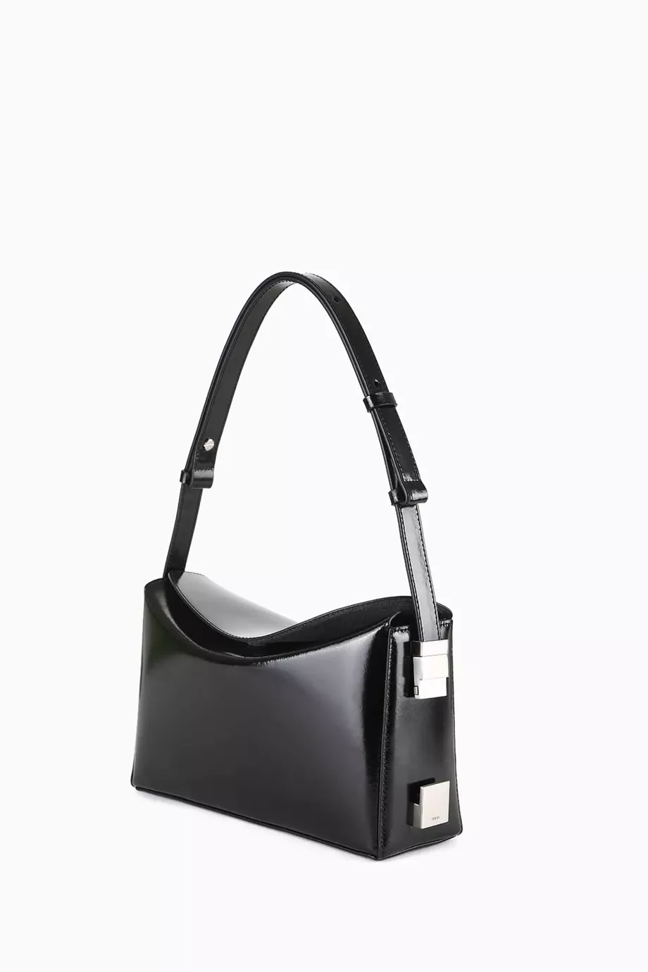 Buy OSOI Black Sandy Box Shoulder Bag in Patent Leather For