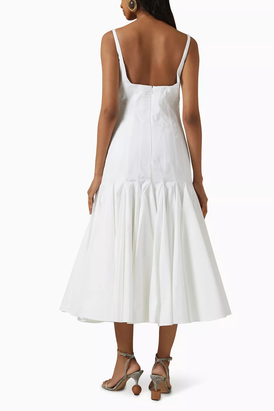 Buy Jacquemus White La Robe Agave Midi Dress in Poplin For