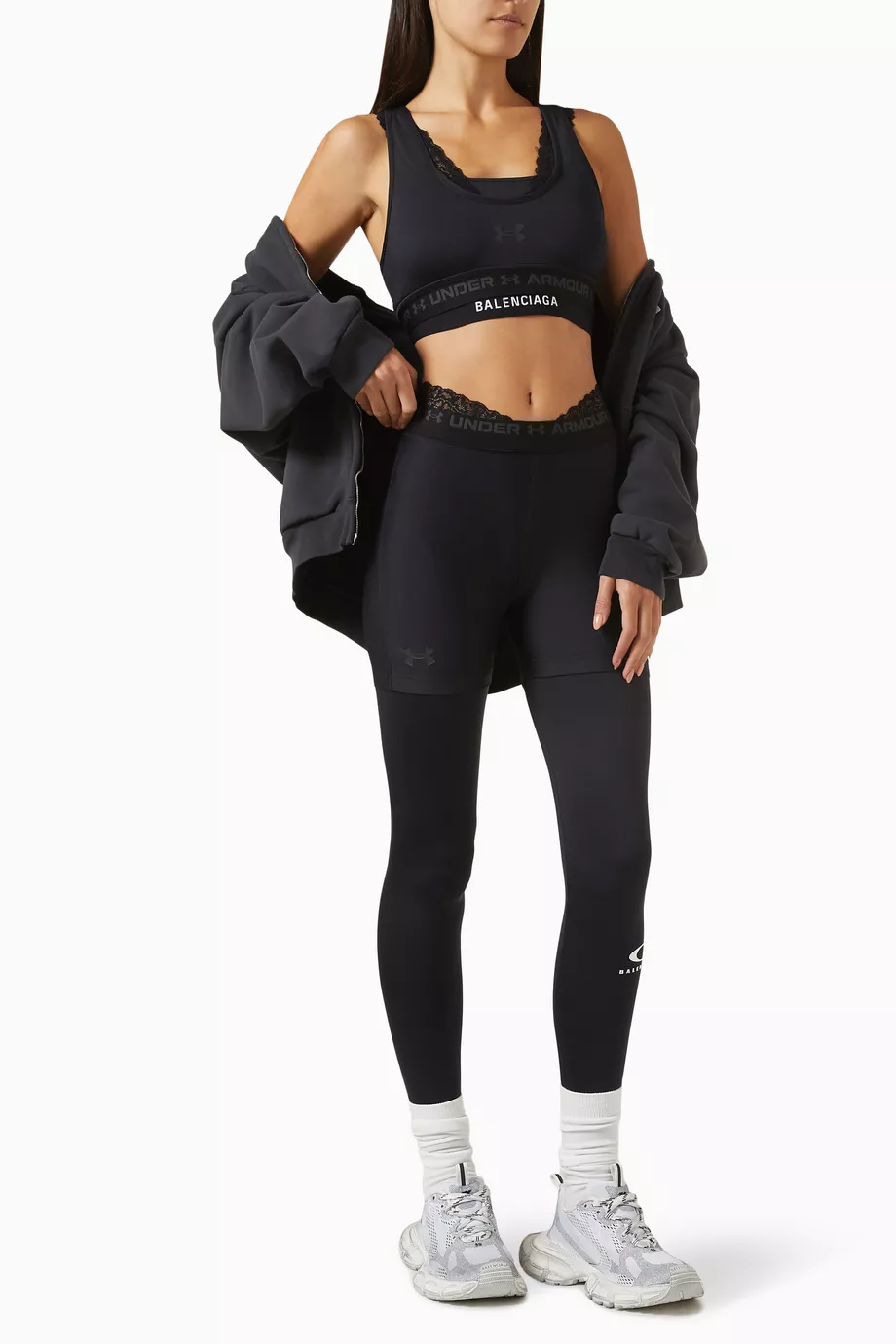 ブラジャー BALENCIAGA BLACK TECH JERSEY BALENCIAGA X UNDER ARMOUR BRA Balenciaga Tech Jersey X Under Armourâ Bra in Black | Lyst