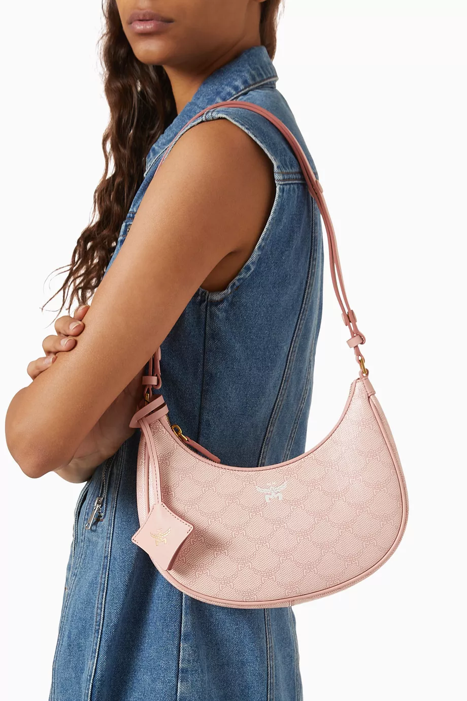 【MCM】Himmel Loretos Ascending Moon Hobo bag/全国送料込み Medium Himmel Ascending Moon Hobo in Lauretos Raffia