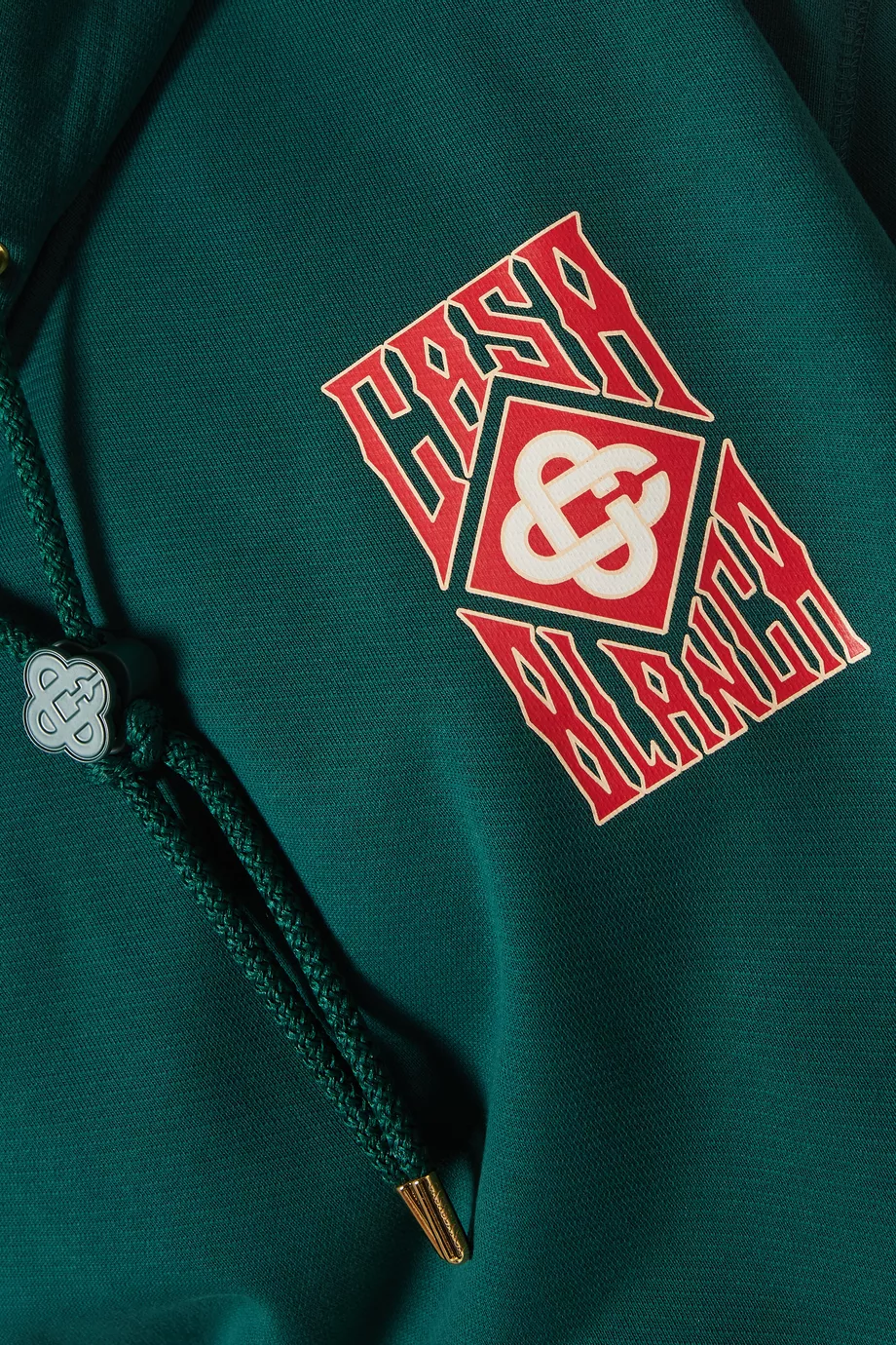 Buy Casablanca Green Gothic Stacked Logo Hoodie in Cotton Jersey