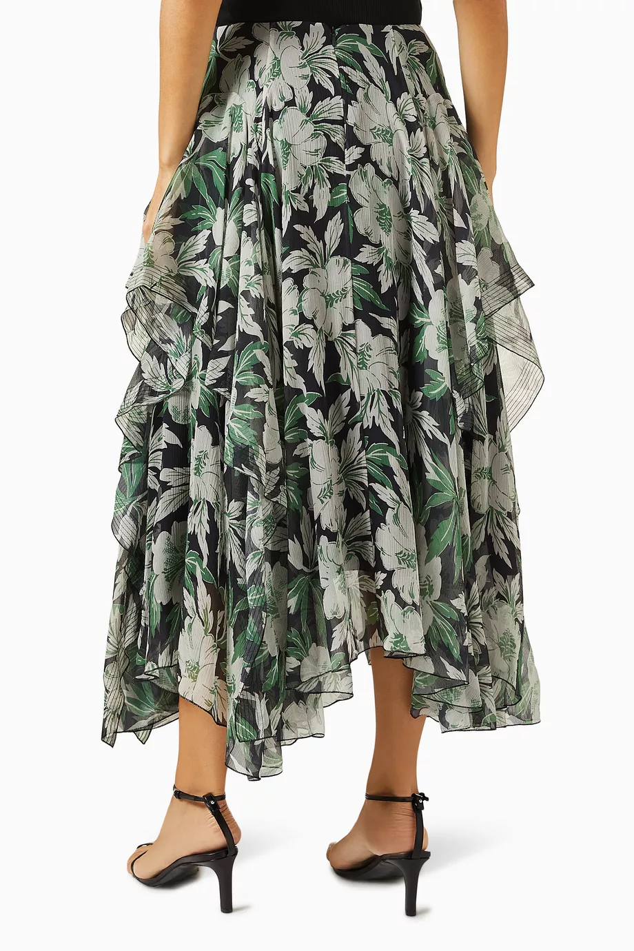 Buy LOEWE Multicolour Floral Ruffle Midi Skirt For Women