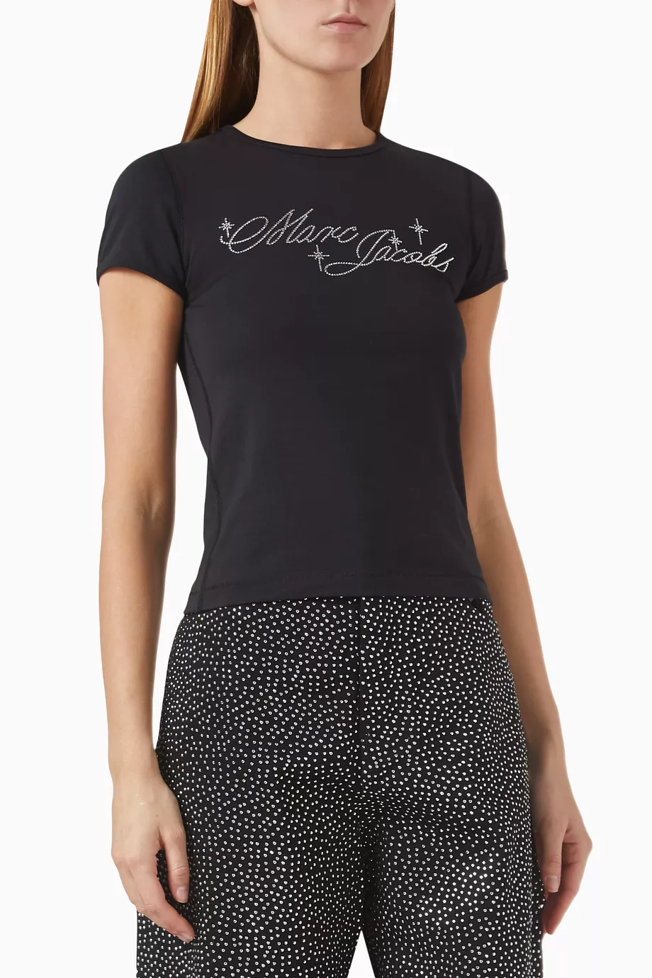 Buy Marc Jacobs Black Charm Logo Shrunken T-shirt in Jersey