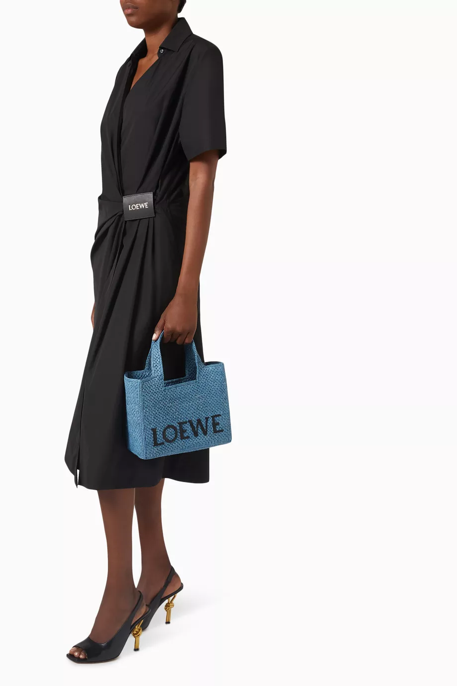 LOEWE Paula s Ibiza Blue Small Font トートバッ グ Paula's Ibiza Loewe Font Small tote bag in blue - Loewe