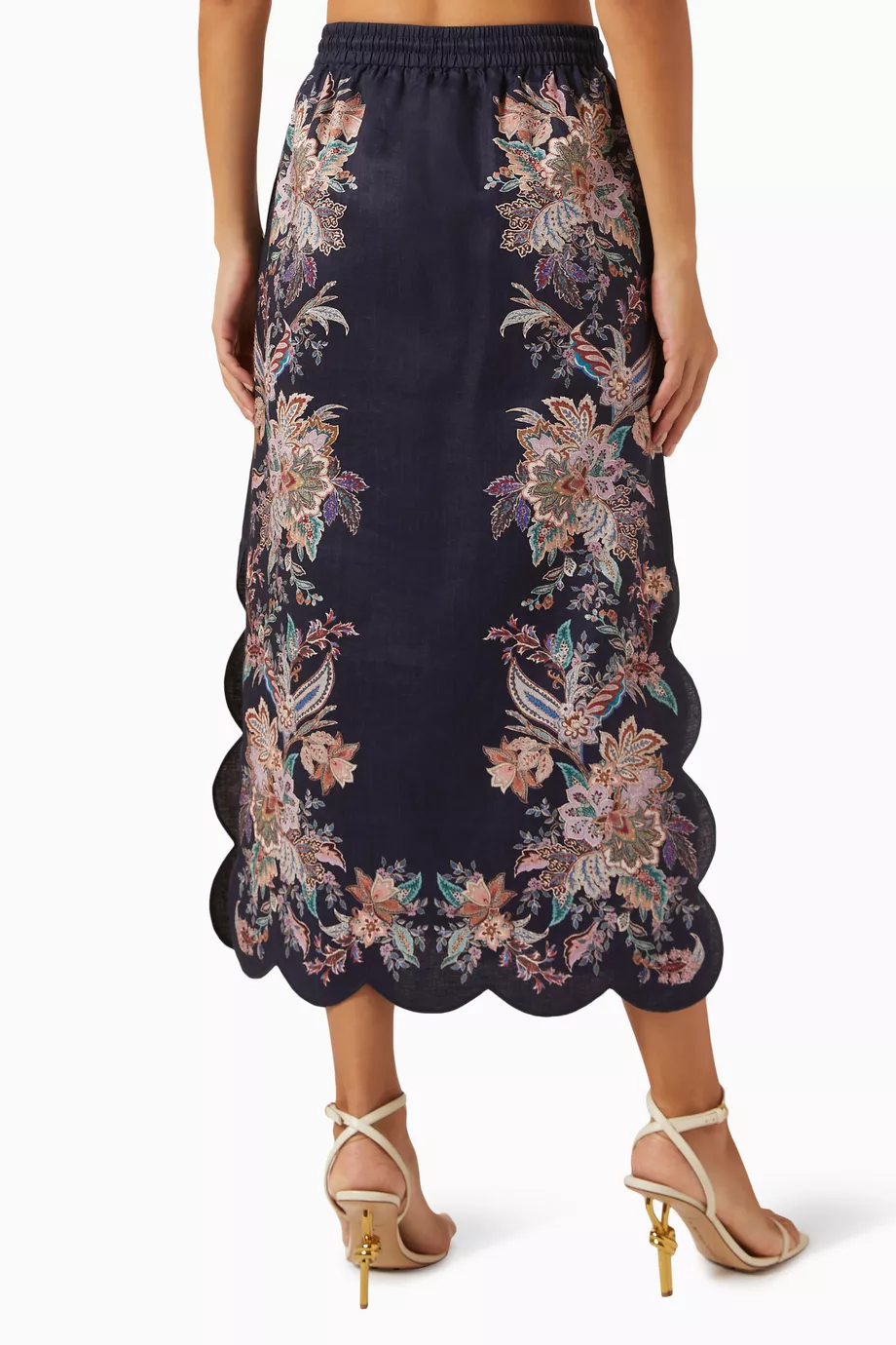 【Zimmermann】Rhiannon linen midi skirt Rhiannon linen midi skirt in blue - Zimmermann | Mytheresa