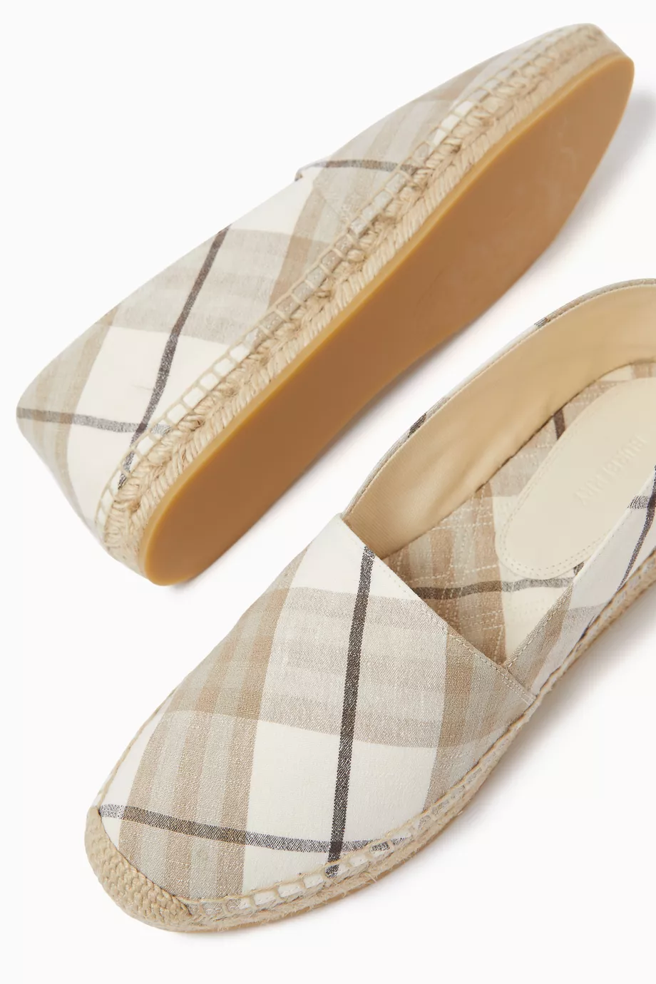 Buy Burberry Neutral Mews Espadrilles in Check Canvas For