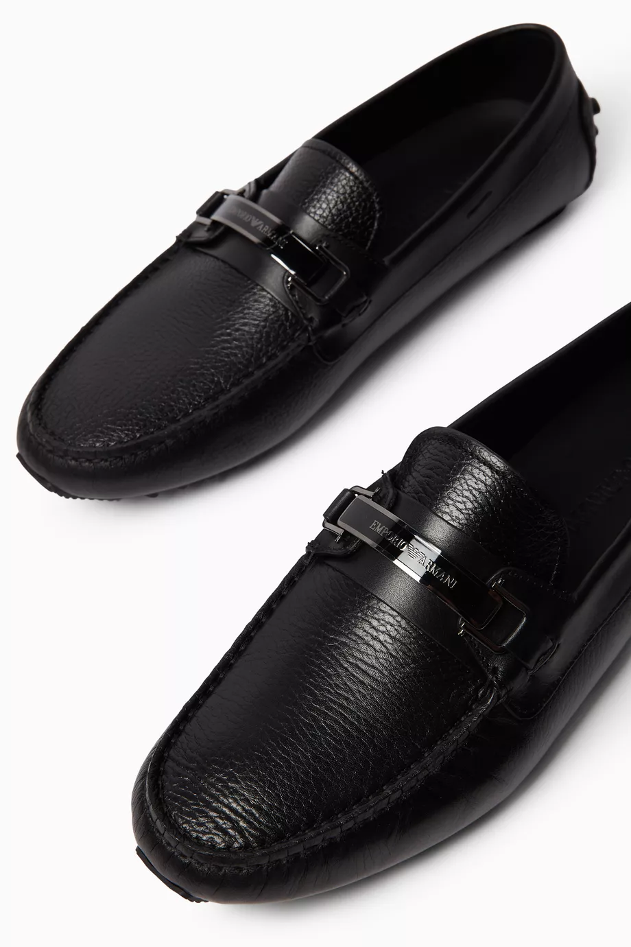 Buy Emporio Armani Black Moccasins Driving Loafers in Leather For