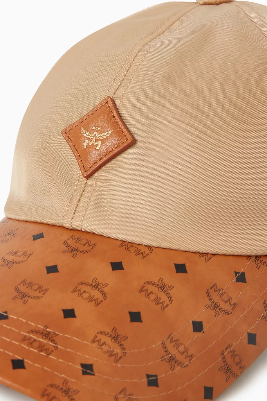 Buy MCM Neutral Baseball Cap in Canvas & Visetos Leather For  display picture 1