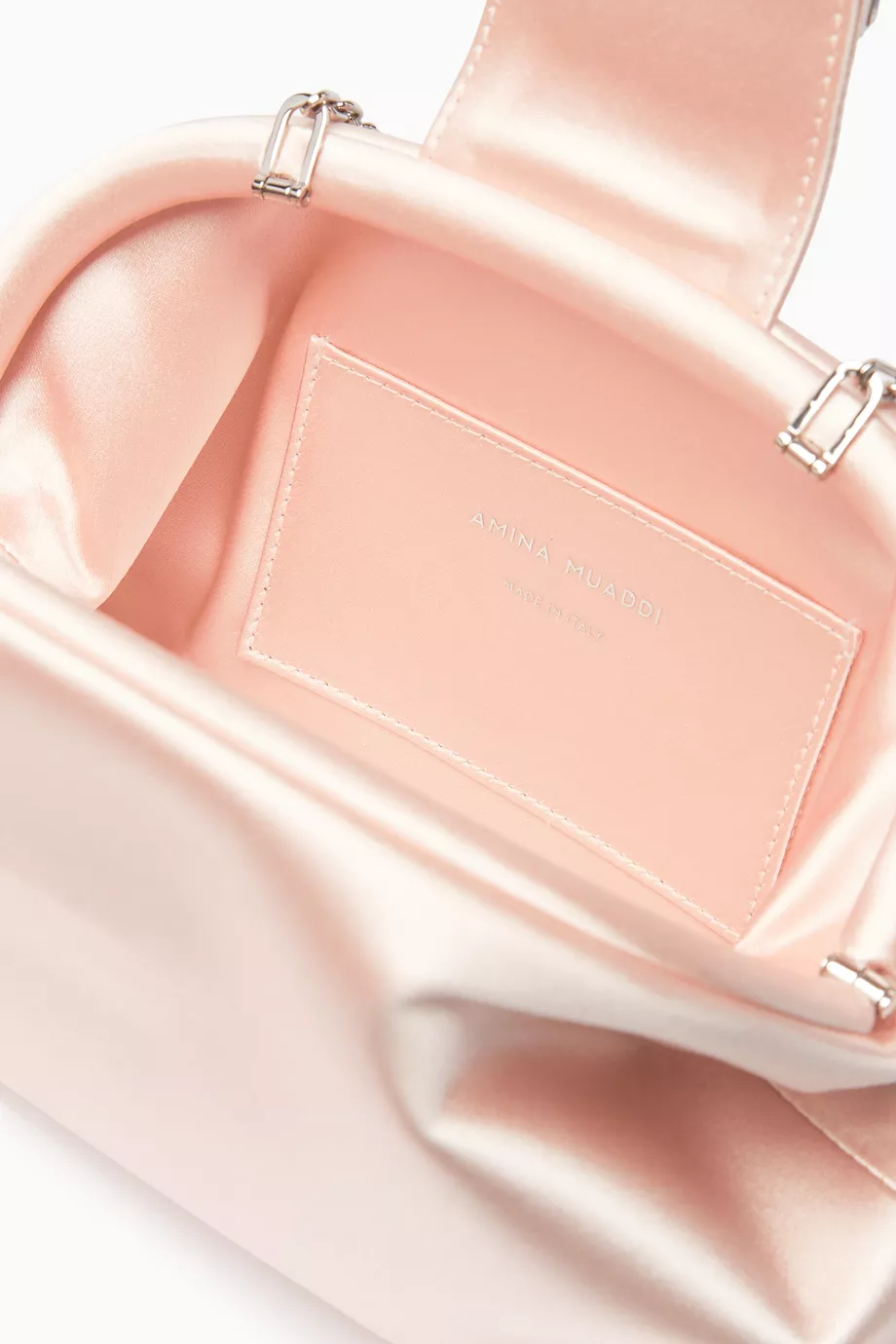 クラッチバッグ AMINA MUADDI CLUTCH BAG (CAMELIA SATCHASIL) Camelia Clutch Champagne Satin