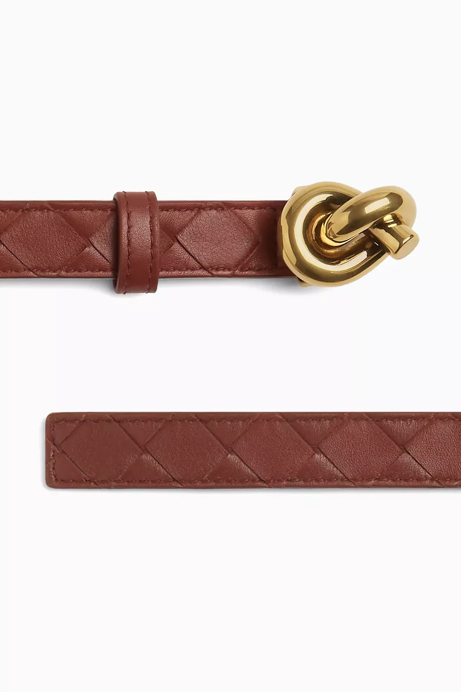 Buy Bottega Veneta Burgundy Knot Belt in Intrecciato Leather  display picture 1
