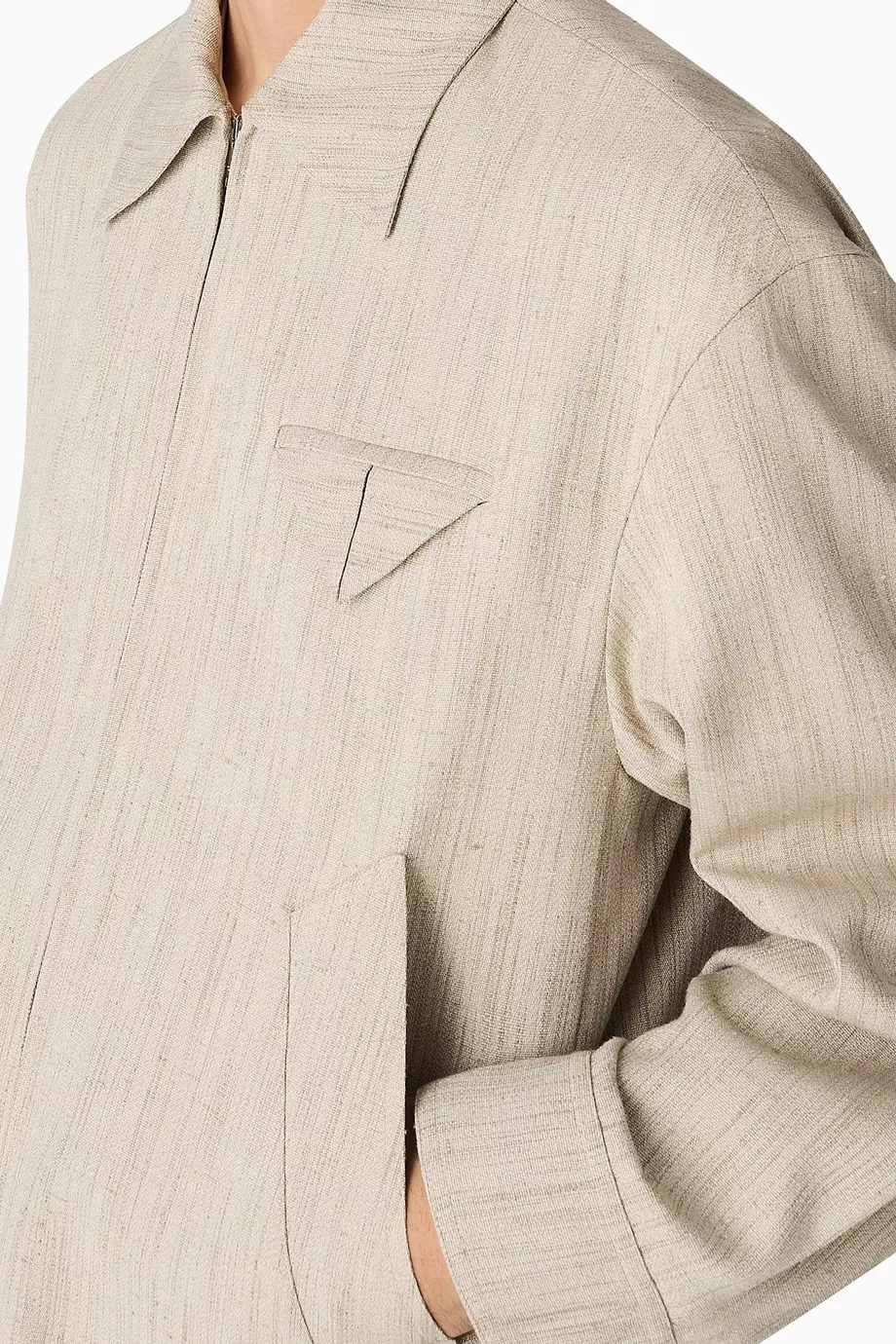 Buy Bottega Veneta Grey Kimono Blouson Jacket in Viscose & Silk