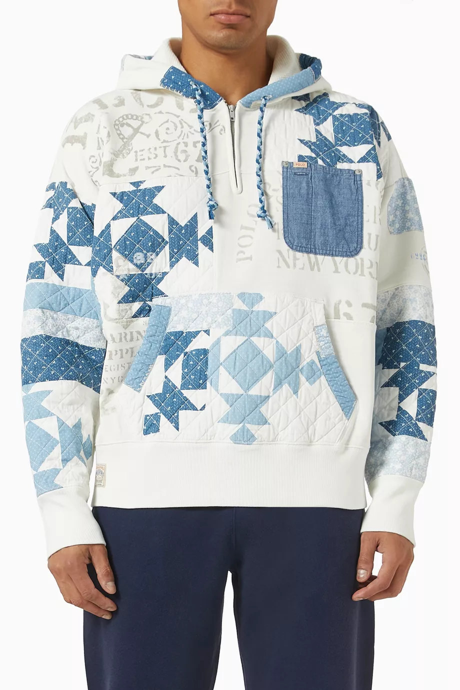 Buy Polo Ralph Lauren Multicolour Patchwork Hoodie in Fleece For