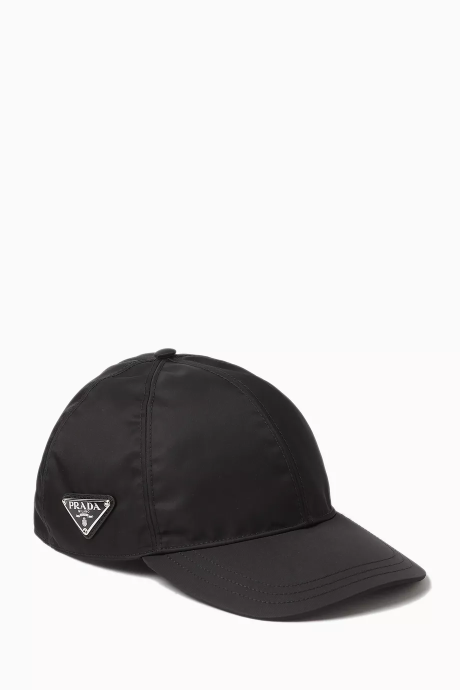 Buy Prada Black Triangle Logo Baseball Cap in Re-Nylon For