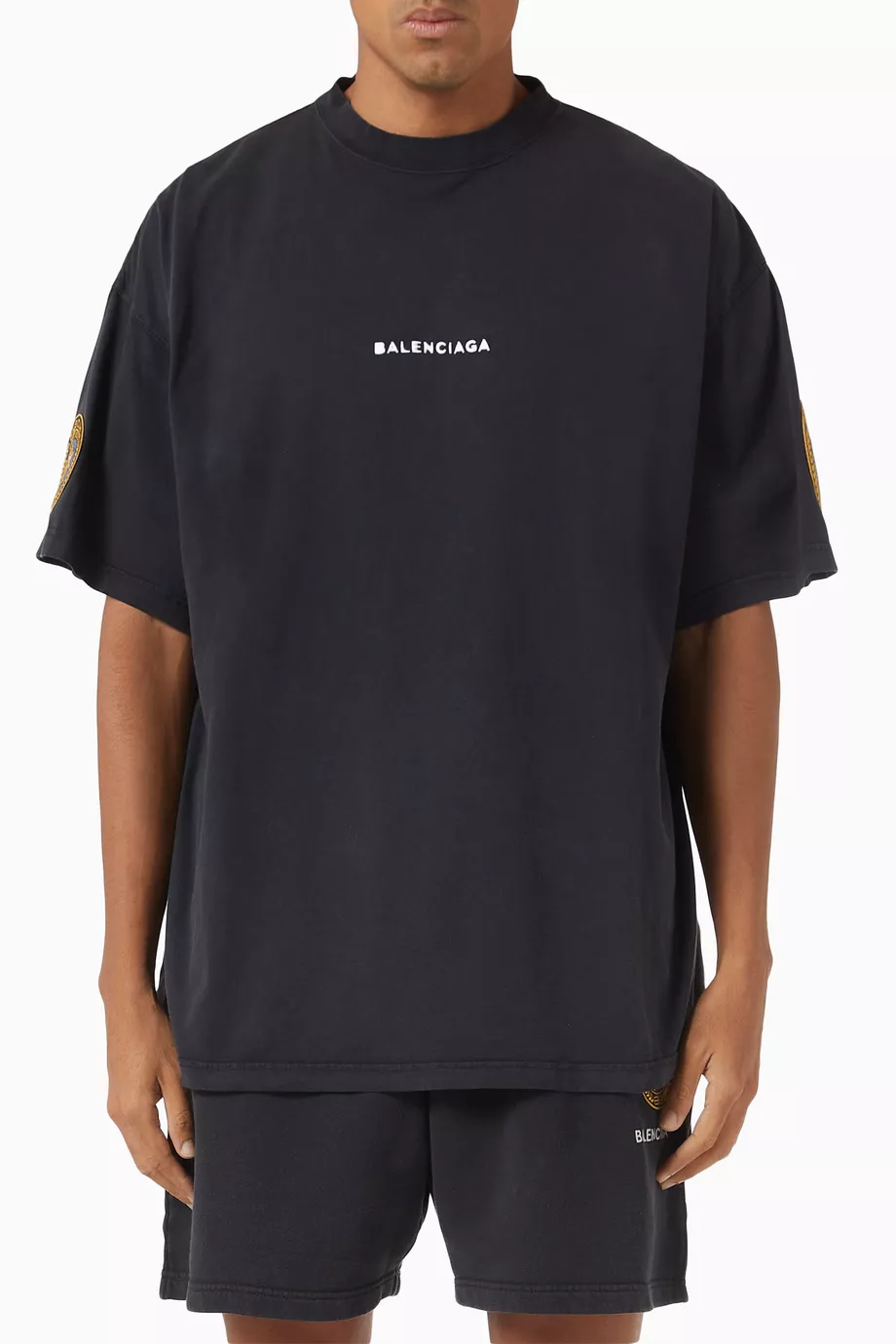 Tシャツ・カットソー BALENCIAGA FADED BLACK DRY FLEECE UNIFORM MERCH T-SHIRT Balenciaga Balenciaga Faded Black Dry Fleece Uniform Merch T