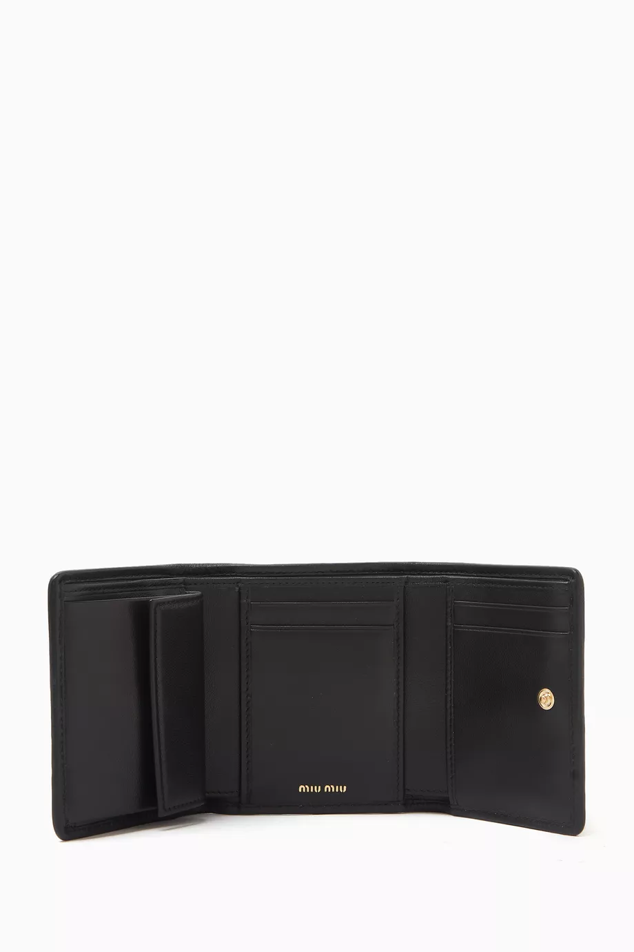 Buy Miu Miu Black Small Logo Wallet in Matelassé Leather For