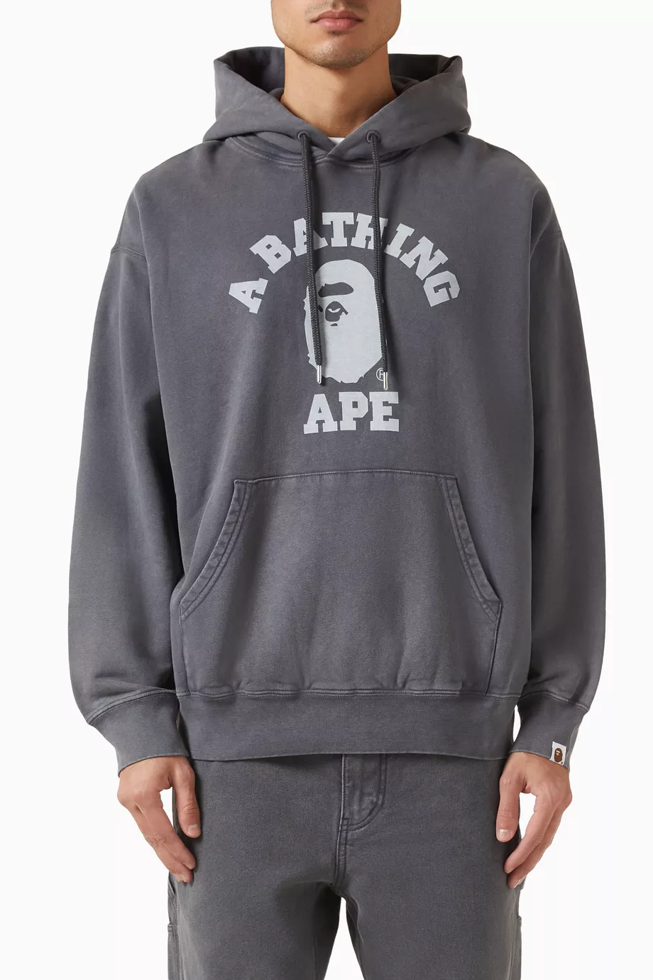 A BATHING APE 新品COLLEGE PULLOVER HOODIE Buy A Bathing Ape Grey Garment Dye College Pullover Hoodie in