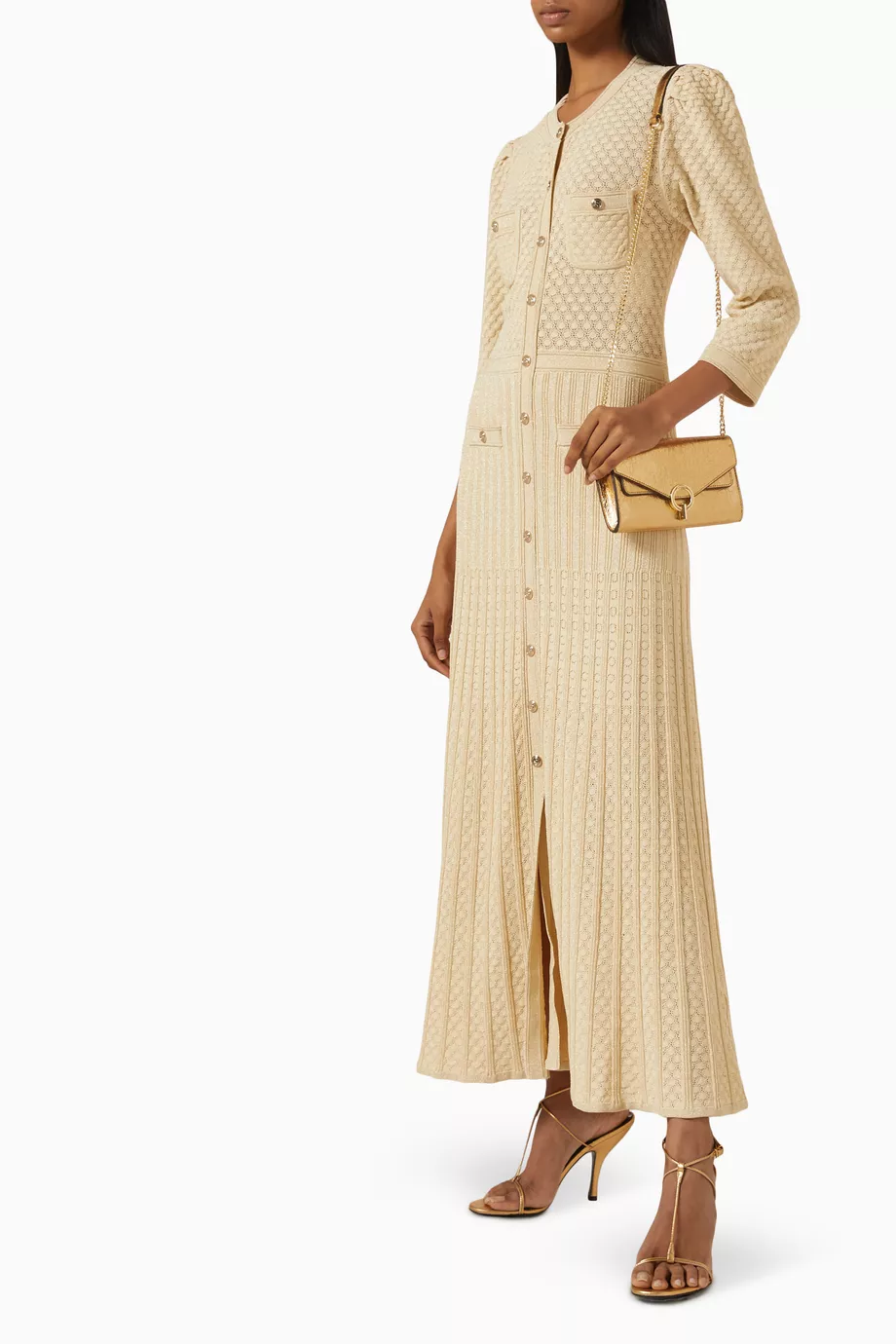 knee length dresses for ladies Shop Ramia Pointelle Knit Midi Dress Black for Women Online