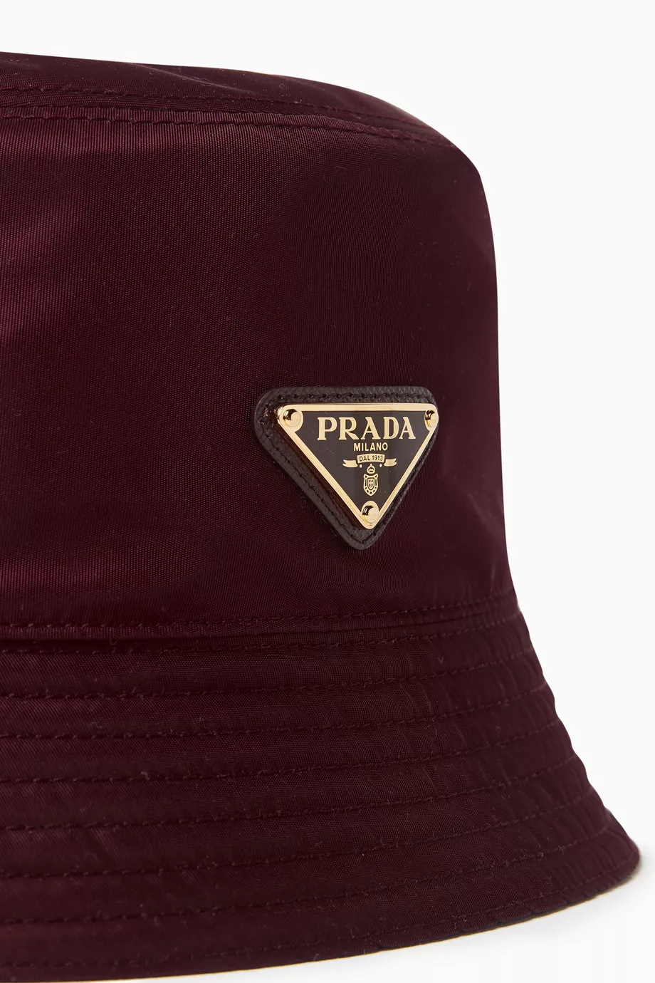 ??Prada Burgundy Denim Bucket Hat Triangle Logo Unisex Prada Denim Logo Bucket Hat | Neiman Marcus main image 3