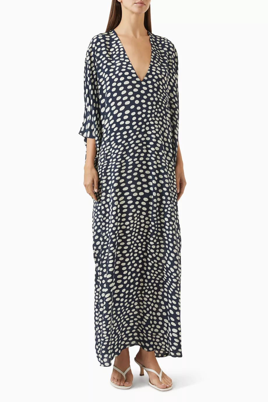 Buy Adriana Degreas Blue Pois Polka-dot Maxi Kaftan For Women
