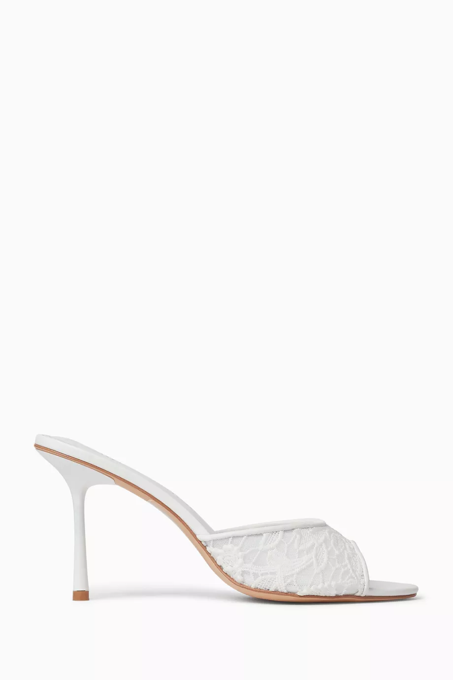 Buy Studio Amelia White Samara 90 Mule Sandals in Lace For Women