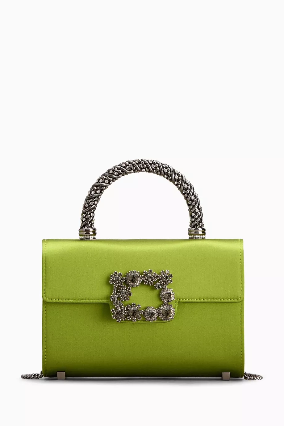 Buy Roger Vivier Green Mini Jewel Efflorescence Bag in Satin For 