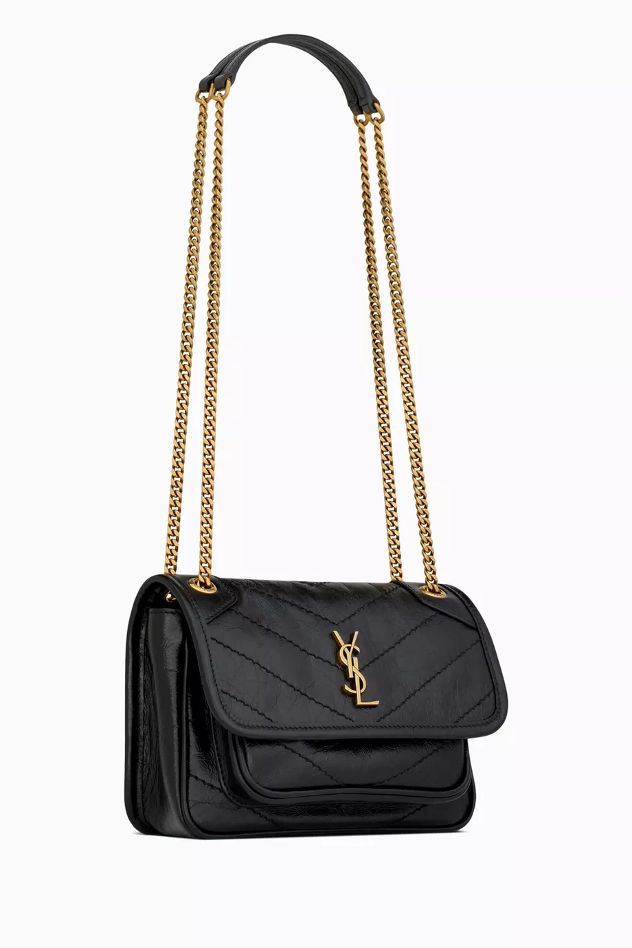 Buy SAINT LAURENT Black Mini Niki Crossbody Bag in Vintage Leather