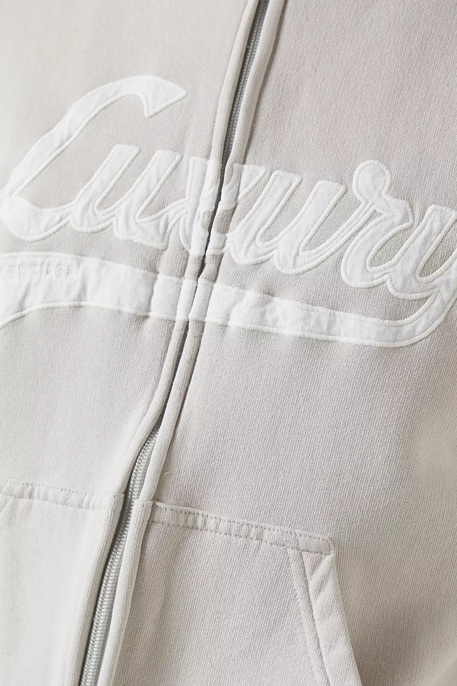 Buy Balenciaga White Luxury Script Zip Hoodie in Dry-fleece For