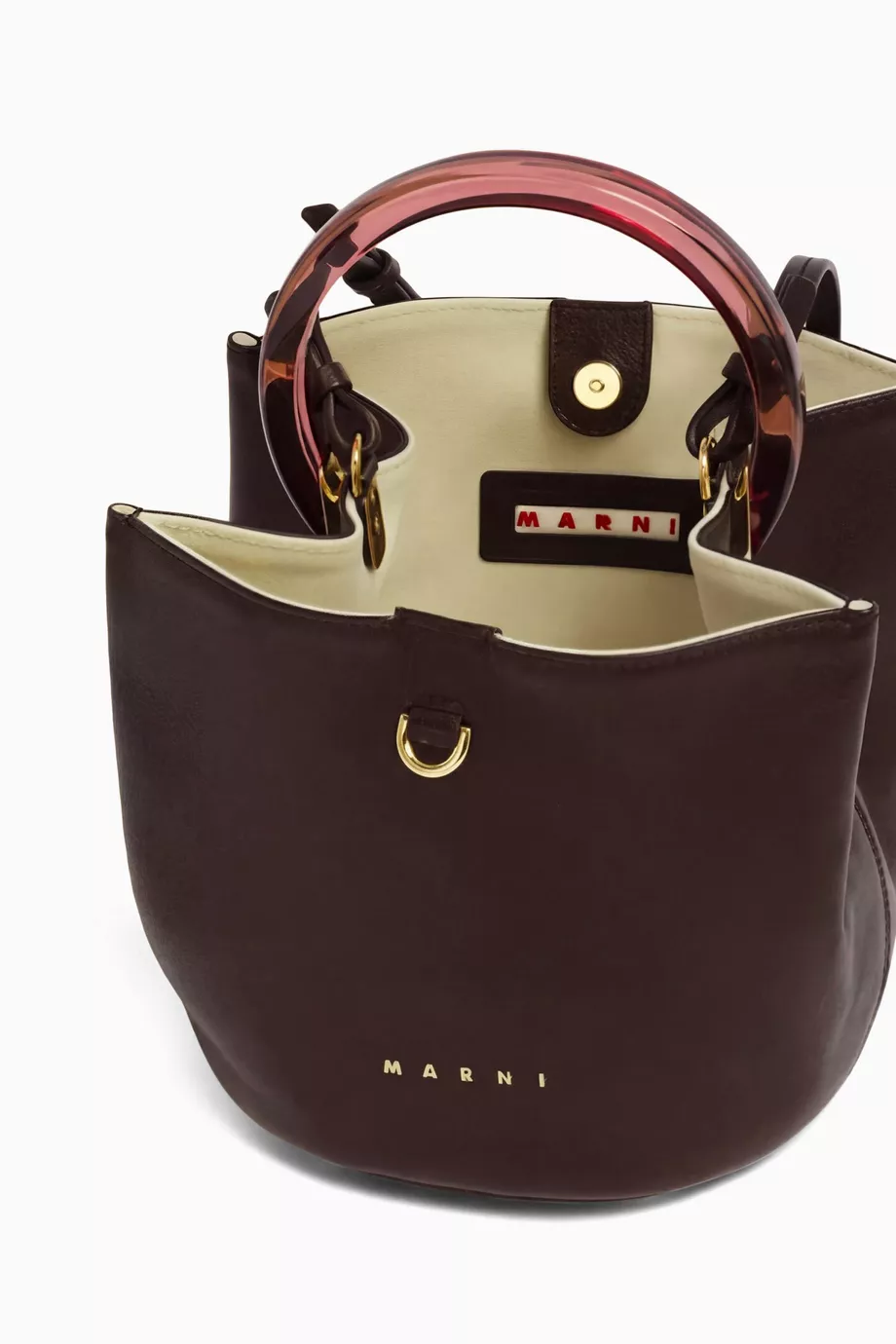 Buy Marni Brown Pannier Bucket Bag in Leather For Women Online