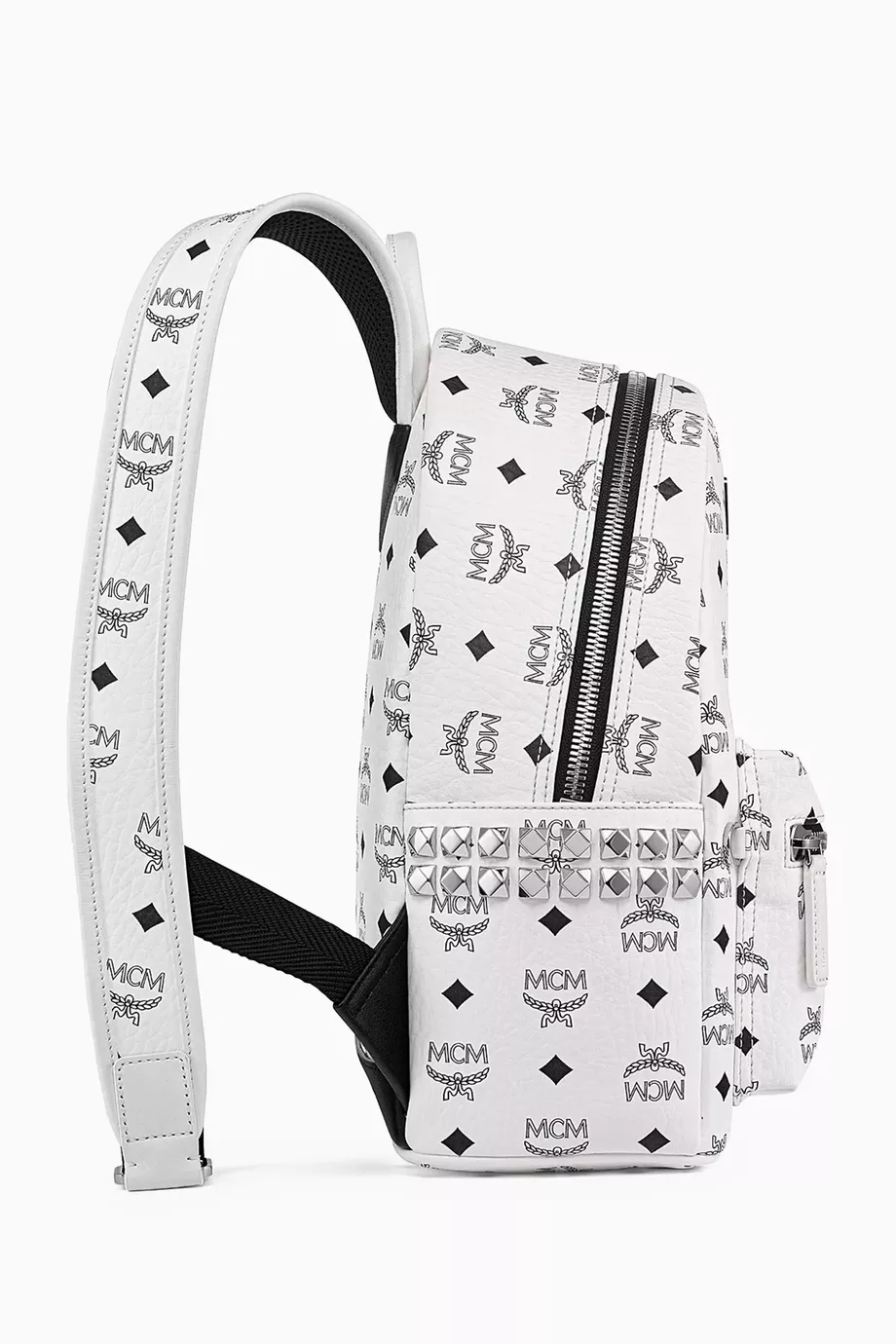 Buy MCM White Small Stark Backpack in Visetos Canvas For Women