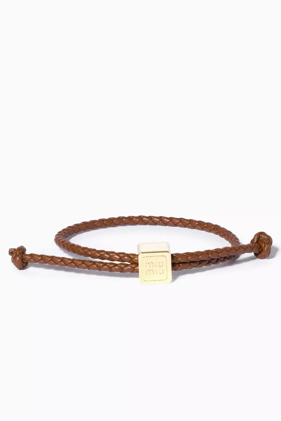 Buy Miu Miu Brown Logo Bracelet in Leather For Women Online